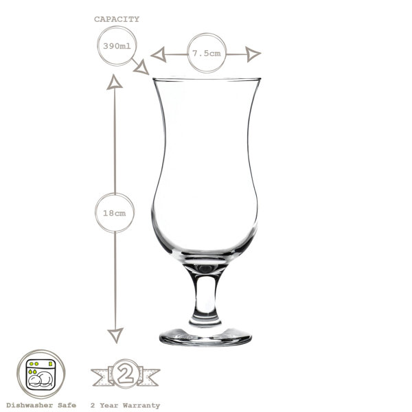 LAV 12 Piece 390ml Glass Hurricane Glass Glassware Set Wayfair.co.uk